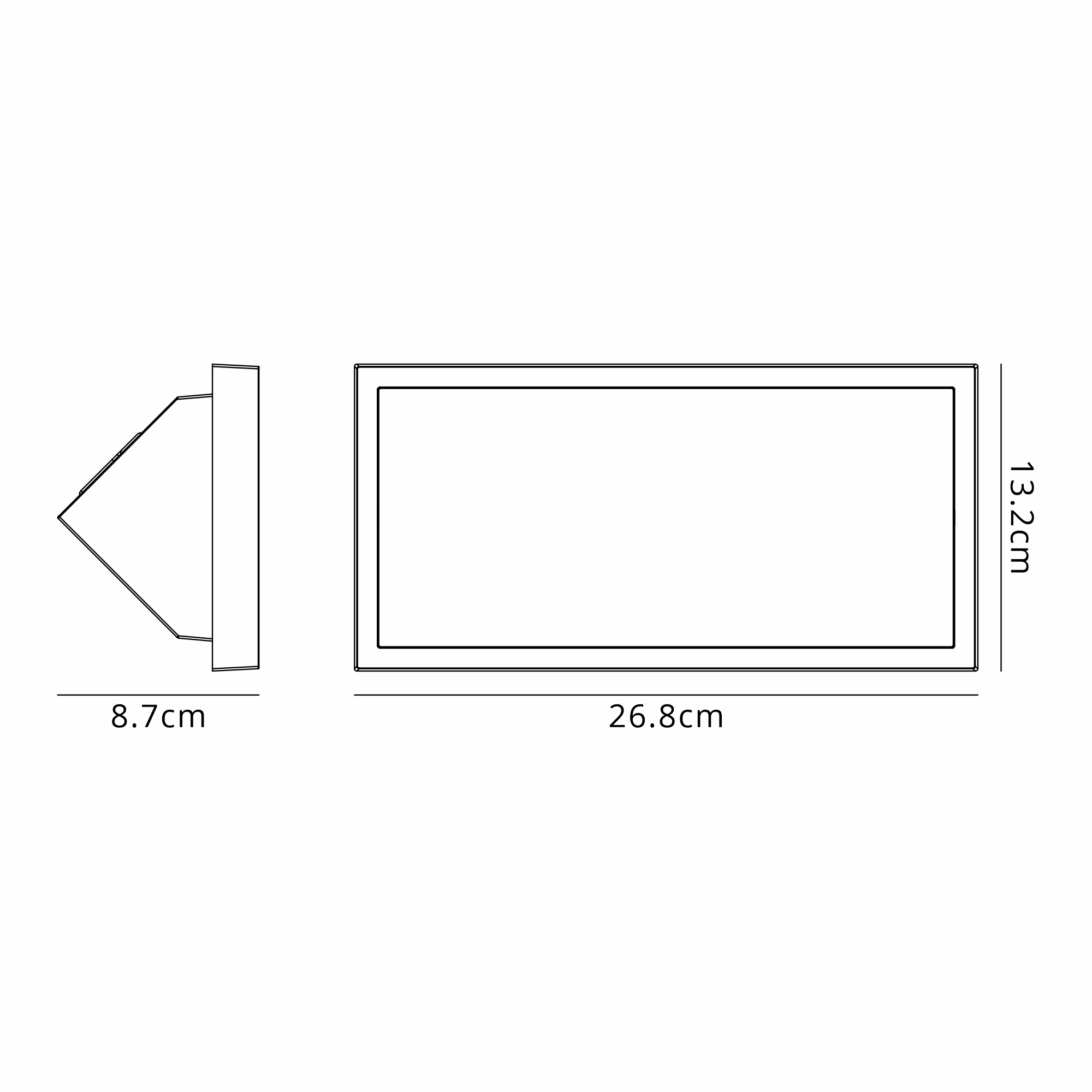 M8862  Creek Rectangular Angled Wall Light, 20W LED, CCT, IP65 Outdoor, Rust Brown